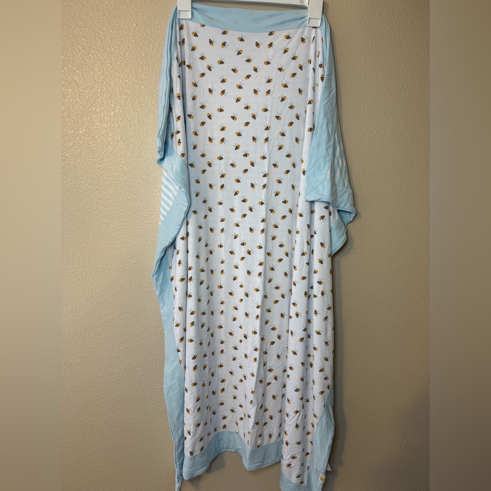 Posh Peanut Striped Swaddle Bamboo Blanket - Blue and White